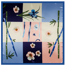 Модный квадратный шарф 2020 Новый Шелковый шарф с бамбуковой орхидеей для женщин хиджаб шаль роскошный бренд платки клетчатые шарфы обертывания для дам 2024 - купить недорого