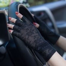 Semi-Finger Lace Sunscreen Gloves Female Summer Ice Silk Half Fingers Anti-Slip Driving Thin Anti-UV Fashion Women Mittens TB54 2024 - buy cheap