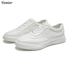 Yomior New Fashion Brand Men Shoes Genuine Leather Loafers Flats Luxury Designer Travel Shoes Summer Breathable White Black 2024 - buy cheap