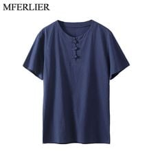 Мужская рубашка MFERLIER, летняя льняная рубашка с коротким рукавом, 5 цветов, 5XL, 6XL, 7XL, 8XL, 9XL, 10XL, объем груди 157 см 2024 - купить недорого