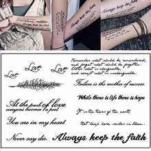 Временная наклейка на английские татуировки, 1 лист, черные буквы s, перо, боди-арт, водостойкая наклейка, временная татуировка 2024 - купить недорого