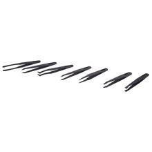 7 x Tweezers Set Antistatic Hard Plastic Repair Tool Black 2024 - buy cheap