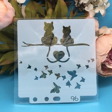 Molde de 13cm formato de coração de gato, modelos diy de pintura em parede, scrapbook, decoração, cartão de papel 2024 - compre barato