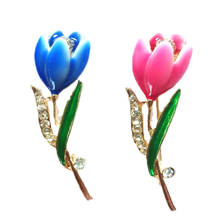 CSxjd Fashion brooch jewelry Pretty lily Blue and pink Tulip Flower Brooch Pins for Women 2024 - buy cheap