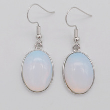Brincos de pedras ovais de opala, joias com pingentes para presente feminino 2024 - compre barato