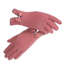 JKP-guantes cálidos de Invierno para mujer, manoplas de piel Artificial con flores, a la moda, para exteriores, forro peludo, novedad, gran oferta 2024 - compra barato