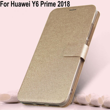 Capa de couro para celulares huawei, para y6 prime 2018, com fecho magnético 2024 - compre barato
