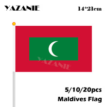 YAZANIE 14*21cm 5/10/20pcs Small Maldives Hand Waving Flag Sway Banner With Flagpole Custom National Flag #8 Polyester Wholesale 2024 - buy cheap