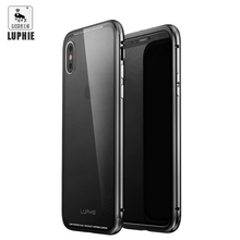 Capa de celular luxuosa luphie em alumínio metálico para iphone x bumper + vidro temperado 2024 - compre barato