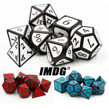 IMDG-Juego de dados de Metal DND, juego de dados digitales de níquel esmaltado, creativo, poliedro, RPG, 7 unidades 2024 - compra barato