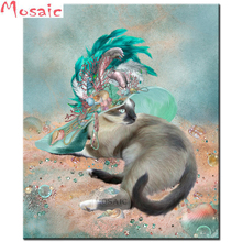 5D DIY Diamond painting Cross stitch Cats In Fancy Hats Art Full Square Diamond embroidery animal Diamond mosaic summer beach 2024 - buy cheap