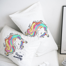 Custom Pillow Case Pillowcase 50x70 50x75 50x80 70x70 Decorative Pillow Cover White unicorn Cartoon Bedding for Kids Baby Child 2024 - buy cheap