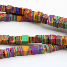 Block shape striped rainbow Turkey stone loose beads 6x6mm 15" DIY  accessories handmade women jewelry making 2024 - buy cheap