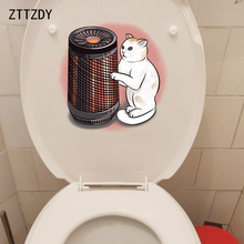ZTTZDY 20,6*21 см мультяшный милый кот домашняя комната настенная наклейка ванная комната туалет Декор Deccal T3-0035 2024 - купить недорого