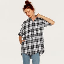 Bella Philosophy Autumn Basic Vadim Womens Tops and Blouses Turn-down Collar Long Ladies Bluse Female Oversize Plaid Tops Shirt 2024 - buy cheap