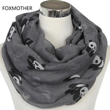 FOXMOTHER New Fashionable Grey Blue Panda Animal Infinity Scarf Scarves For Women/Ladies Gifts 2024 - buy cheap