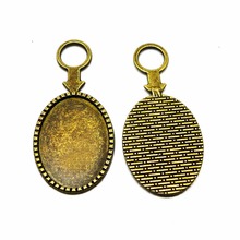 SEA MEW 50PCS 18*25mm Oval Cabochon Base Pendant Antique Bronze Vintage Metal Alloy Pendant Blank Settings For Jewelry Making 2024 - buy cheap
