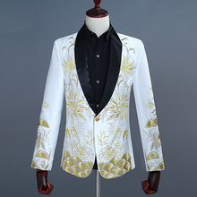 Blazer com gola xale e terno, jaqueta branca masculina, de palco, cantoras, festa, baile, casamento, noivo 2024 - compre barato