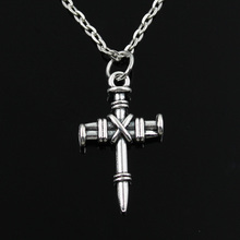 Colgante con forma de cruz para hombre y mujer, cadena de Cruz redonda, larga y corta, Color plata, regalo de joyería, novedad 2024 - compra barato