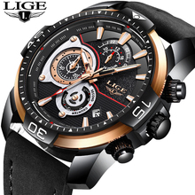 New LIGE Mens Watches Top Brand Luxury Business Waterproof Quartz Watch Mens Black Casual Leather Sport Watch Relogio masculino 2024 - buy cheap