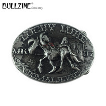 The Bullzine wholesale Lucky luke horse western cowboy belt buckle with pewter finish FP-03370 for 4cm width snap on belt 2024 - купить недорого