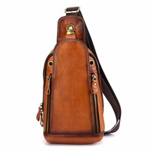 Men First Layer Cowhide Leather Chest Sling Bag Cross Body Messenger Shoulder Pack Motorcycle Hiking Travel Camping 2024 - buy cheap