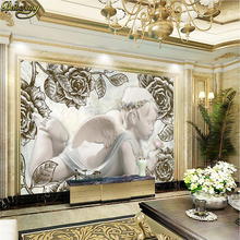 Beibehang пользовательские фото 3d обои большая роспись евро тисненый ангел ребенок милая детская комната задняя стенка papel de parede 3D обои 2024 - купить недорого