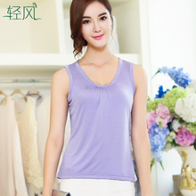 Summer Silk Vest Female 42 Pin 100% Superfine 100% Silk Collar Size Fold Loose Sleeveless Shirt 2024 - buy cheap