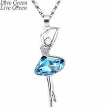 2017 summer women new hotselling 18KGP Austrian Crystal Balet Dance Dancing Girl Pendant Charm fashion Necklace Jewelry 84358 2024 - buy cheap