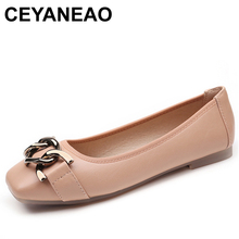 CEYANEAO2018 Women Fashion Square Toe Flat Comfort Soft Leather Slip On Ballet Flats Girls Pink Ballerina Flat Korean ShoesE1131 2024 - buy cheap