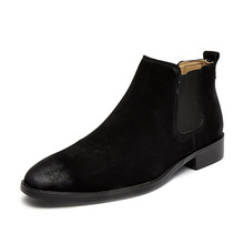 Botas para hombre de lujo a la moda transpirables chelsea al aire libre negro tobillo botas de cuero genuino slip-on desierto hombre zapato 2024 - compra barato