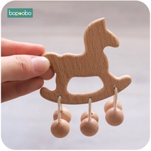 Bopoobo 1PCS Wooden Teether Beads Infant Newborn Organic Wood Rattle Lovely Cartoon Girl DIY Pendant Toys Nursing Beech Teething 2024 - buy cheap