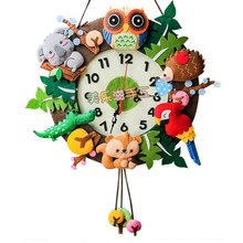 Настенные часы с изображением животных, ручная работа 32x40 см, украшение для детской спальни, фетровый материал, упаковка «сделай сам» 2024 - купить недорого