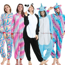 Пижама Кигуруми для взрослых с пандой, Женский Пижамный костюм единорога, зимний мужской комбинезон с капюшоном 2024 - купить недорого