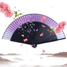 Chinese Folding Fan Silk Cloth Sakura Printed Japanese Style Home Decoration Bamboo Spun Fan Culture Collection Party Supplies 2024 - buy cheap