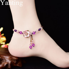 Yanting Natural Stone Women Anklets Powder Crystal Sexy Ankle Handmade Ethnic Jewelry Girls Ladies Anklet Leg Accessories 005 2024 - buy cheap
