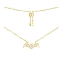 Design fino 925 prata esterlina ouro cor vampiro bat pingente colar feminino egípcio zircão cúbico jóias coleção abril 2024 - compre barato
