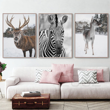 Cat Deer Fawn Zebra Horse Animals Nordic Posters and Prints Wall Art Canvas Painting Wall Pictures For Living Room Home Decor 2024 - buy cheap