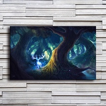 Canvas Print Pictures Wall Art 1 Piece Magic Forest Fantasy Fairy Deer Painting Abstract Tree Scenery Poster Home Decor Framed 2024 - buy cheap