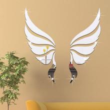 Acrylic Mirror 3D Wall Stickers Angel Wings Wall Sticker Decal DIY Art Home Decoration Stickers for Bedroom Living Room 2024 - купить недорого