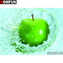 Homfun quadrado completo/broca redonda 5d diy pintura diamante "fruta verde apple" bordado ponto cruz 3d decoração da sua casa a13187 2024 - compre barato