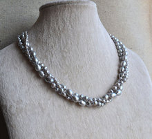 Collar de perlas perfectas, encantador Color gris 100% collar de perlas de agua dulce Real, AA 3-8MM 18 pulgadas de joyería hecha a mano. 2024 - compra barato
