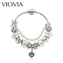 VIOVIA Elegant White Charms Beads Fit Bracelet Making Glass Crystal Big Hole Beads Fashion Bracelets & Bangles for Women B15375 2024 - buy cheap