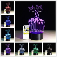 Светодиодный ночник с животными, 3D украшение жирафа, прикроватная лампа для детской комнаты, 7 цветов, светильник с подсветкой Chang Touch, детская игрушка в подарок 2024 - купить недорого