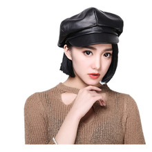 real leather hats new Fashion Genuine Leather Beret Hat Women Cap Female Lady Beanie sheepskin Beret Girls For Spring Autumn 2024 - buy cheap