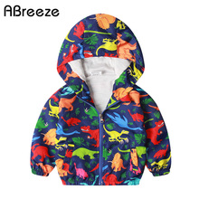 Casaco de chuva impermeável para meninos, jaqueta fino com estampa de dinossauro para crianças de 1 a 7 anos 2024 - compre barato
