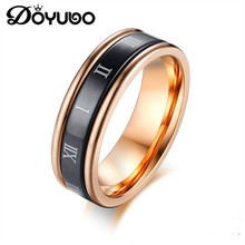 DOYUBO Elegant Lady Rose Gold Stainless Steel Rings With Spinner Black Rome Number Punk Style Fashion Women Ring Jewelry DE036 2024 - buy cheap