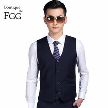 Boutique De FGG China SizeS-3XL Navy Blue Men Formal Suit Vests For Wedding Party Bestman Waistcoat Slim Chaleco Hombre Boda 2024 - buy cheap