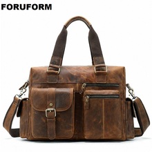 Crazy Horse Genuine Leather Travel Bag Men Vintage Travel Duffel bag Cow Leather Carry On Luggage Weekend Shoulder Bag 2024 - buy cheap