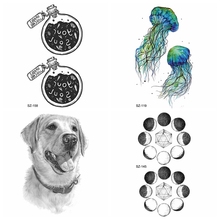 Tatuaje temporal de perro Labrador para mujer, tatuajes de arte corporal con dibujos de botella de deseos, pegatinas impermeables de Planeta, tatuajes de Luna falsa 2024 - compra barato